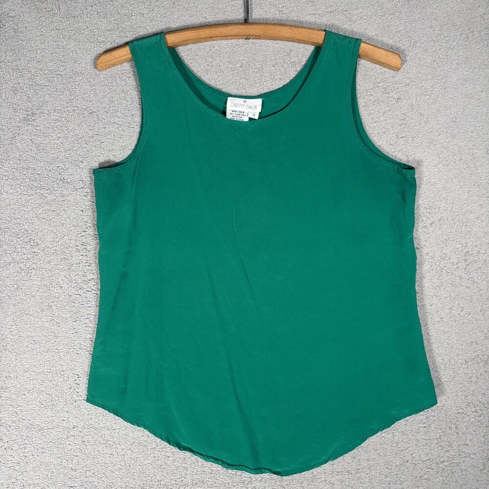 Vintage Carry Back Tank Top Women’s Size 8 Silk Emerald Green Capsule Minimalist
